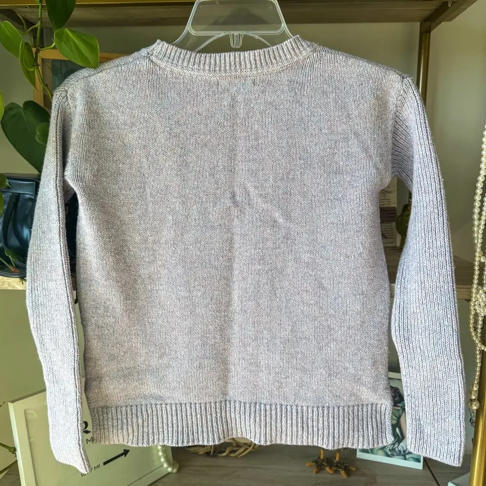 Gap Kids Preppy Lavender Gray Cable Knit Crewneck Sweater, Girls Medium/8Y